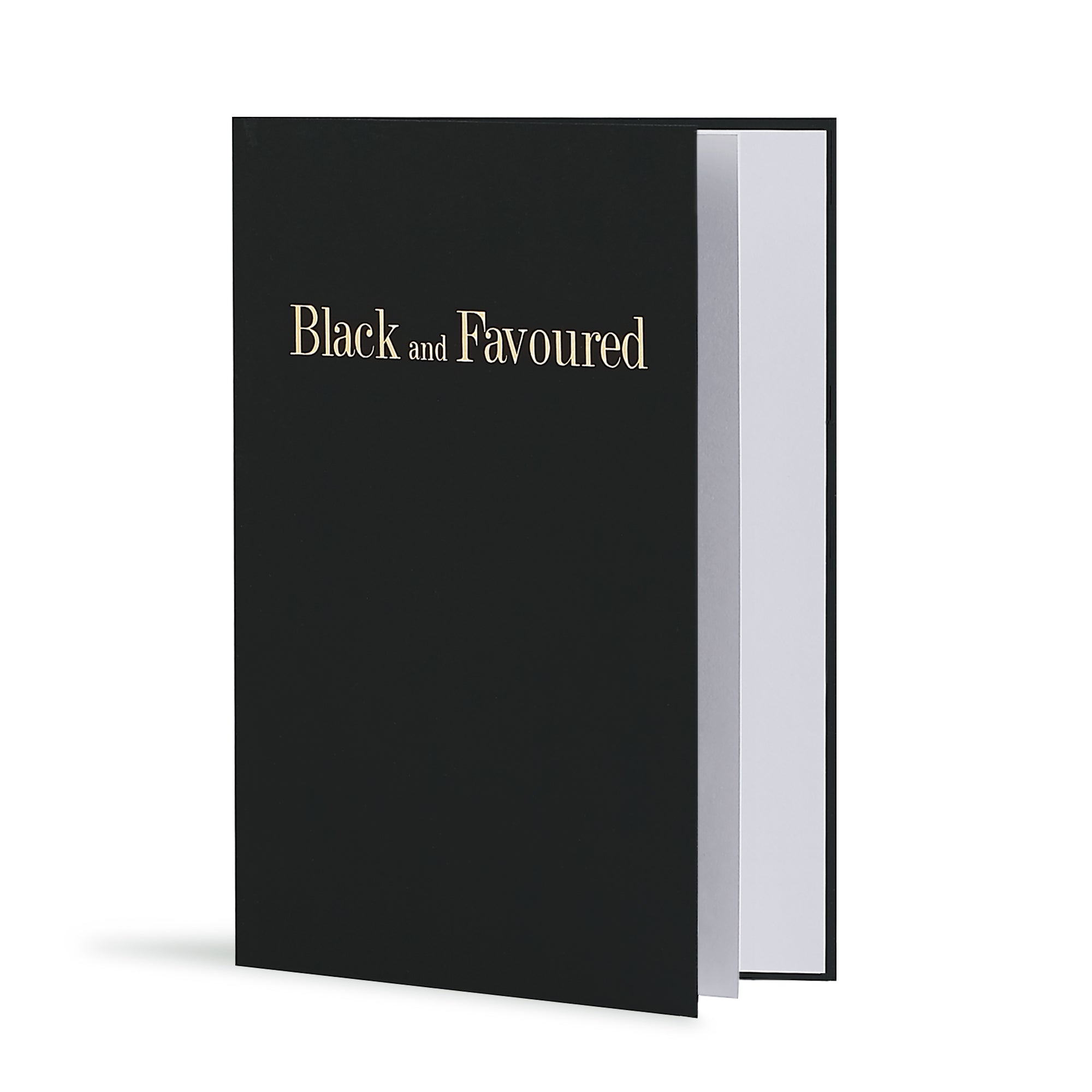 Black and Favoured Greeting Card in Black, Side