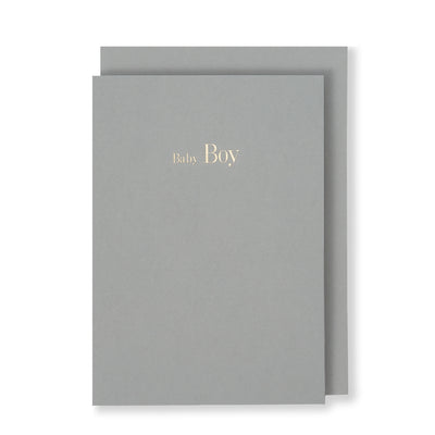 Baby Boy Greeting Card in Grey, Front