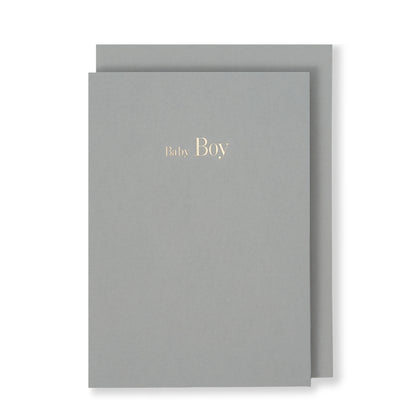 Baby Boy Greeting Card in Grey, Front
