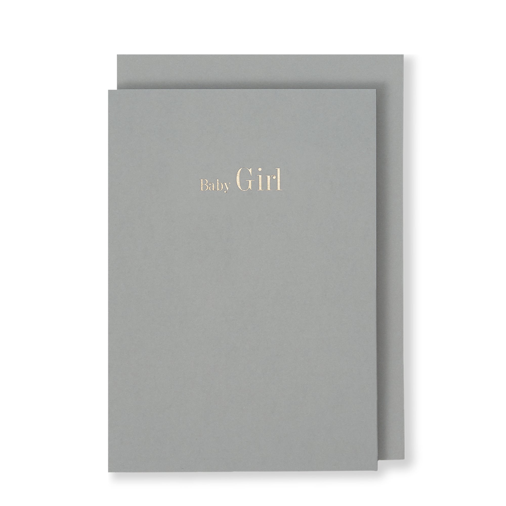 Baby Girl Greeting Card in Grey, Front