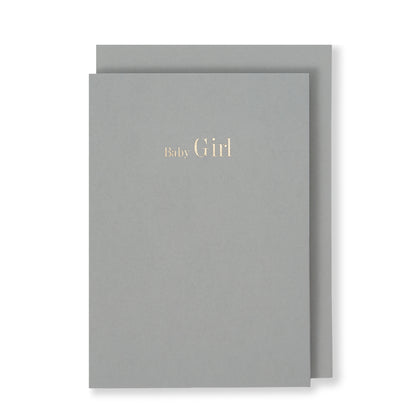 Baby Girl Greeting Card in Grey, Front