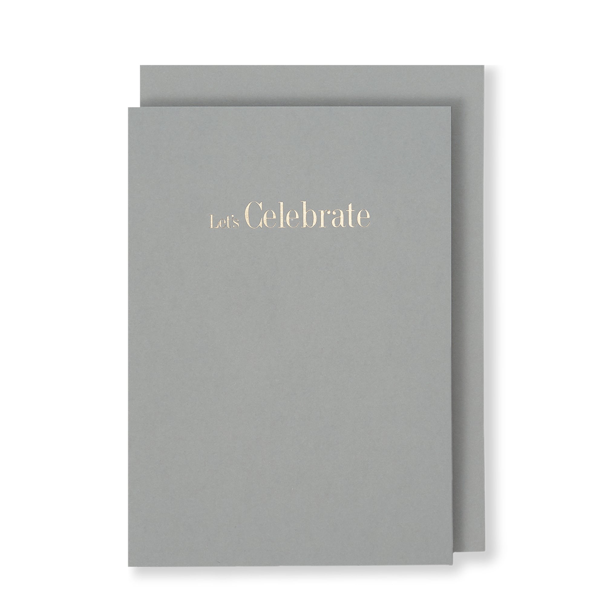 Let's Celebrate Greeting Card in Grey, Front