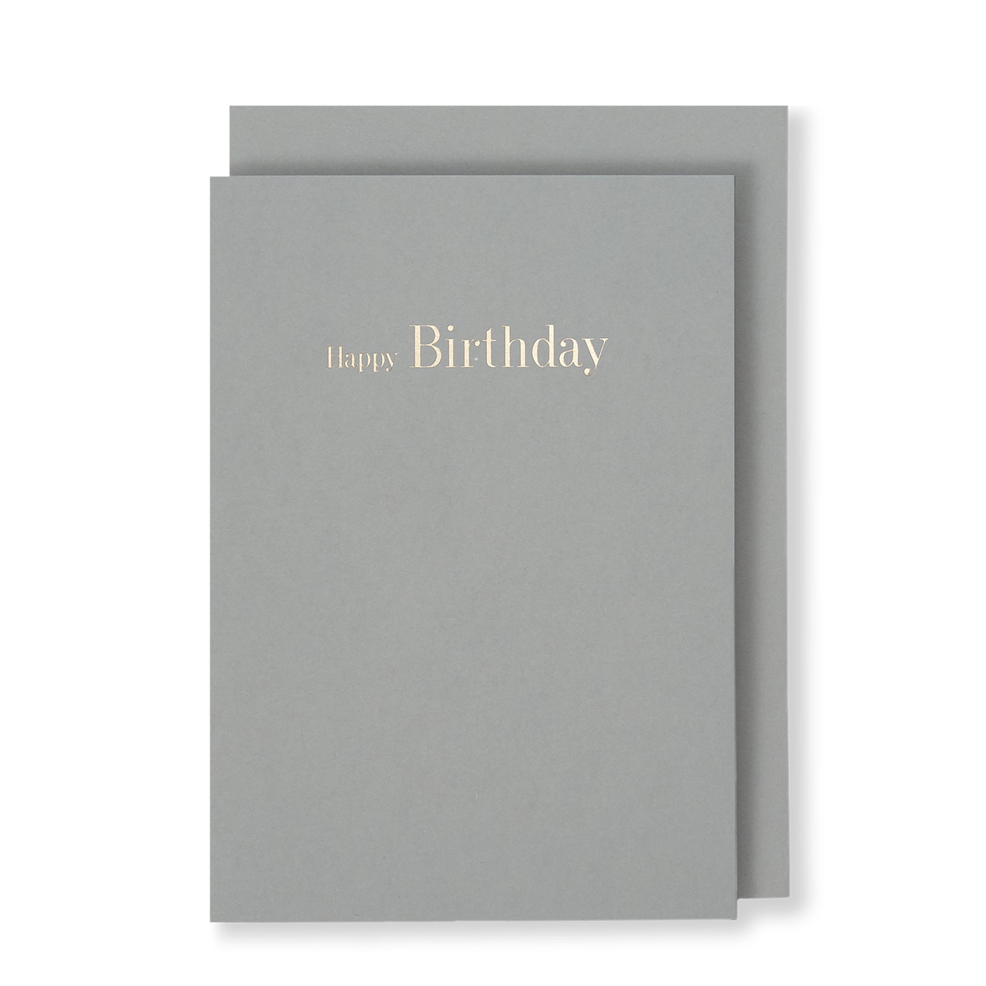 Happy Birthday Greeting Card in Grey, Front