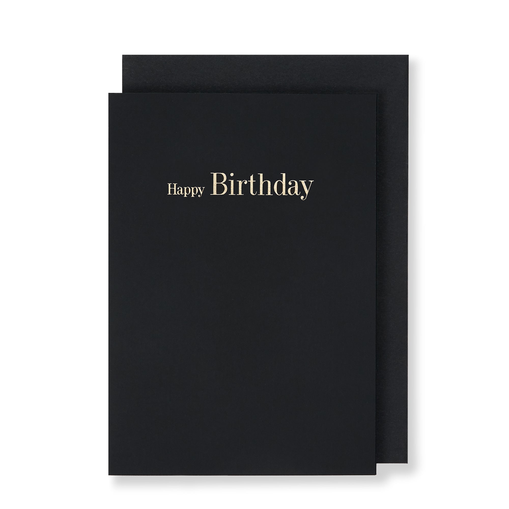 Happy Birthday Greeting Card in Black, Front