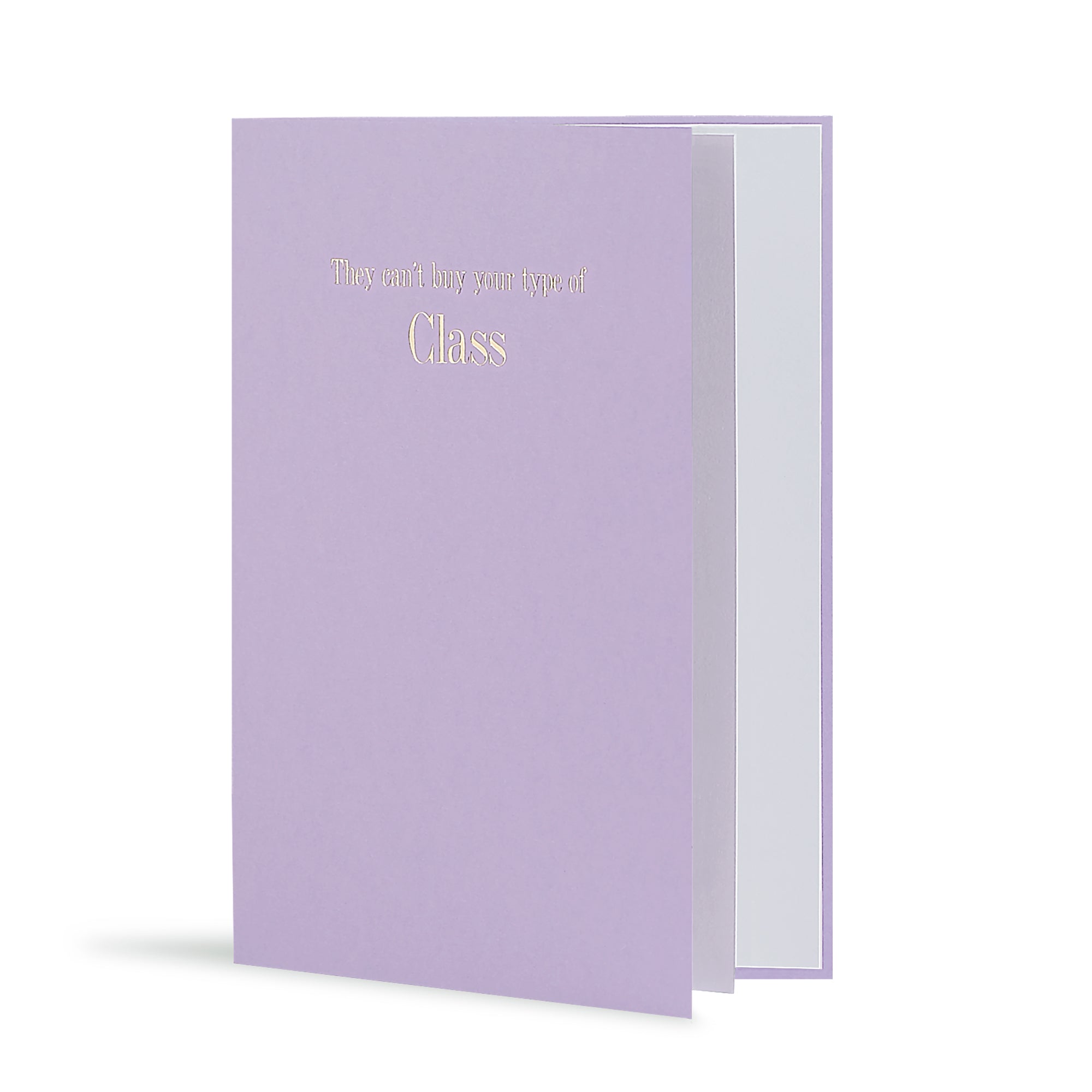 They Can't Buy Your Type of Class Greeting Card in Pastel Purple, Side