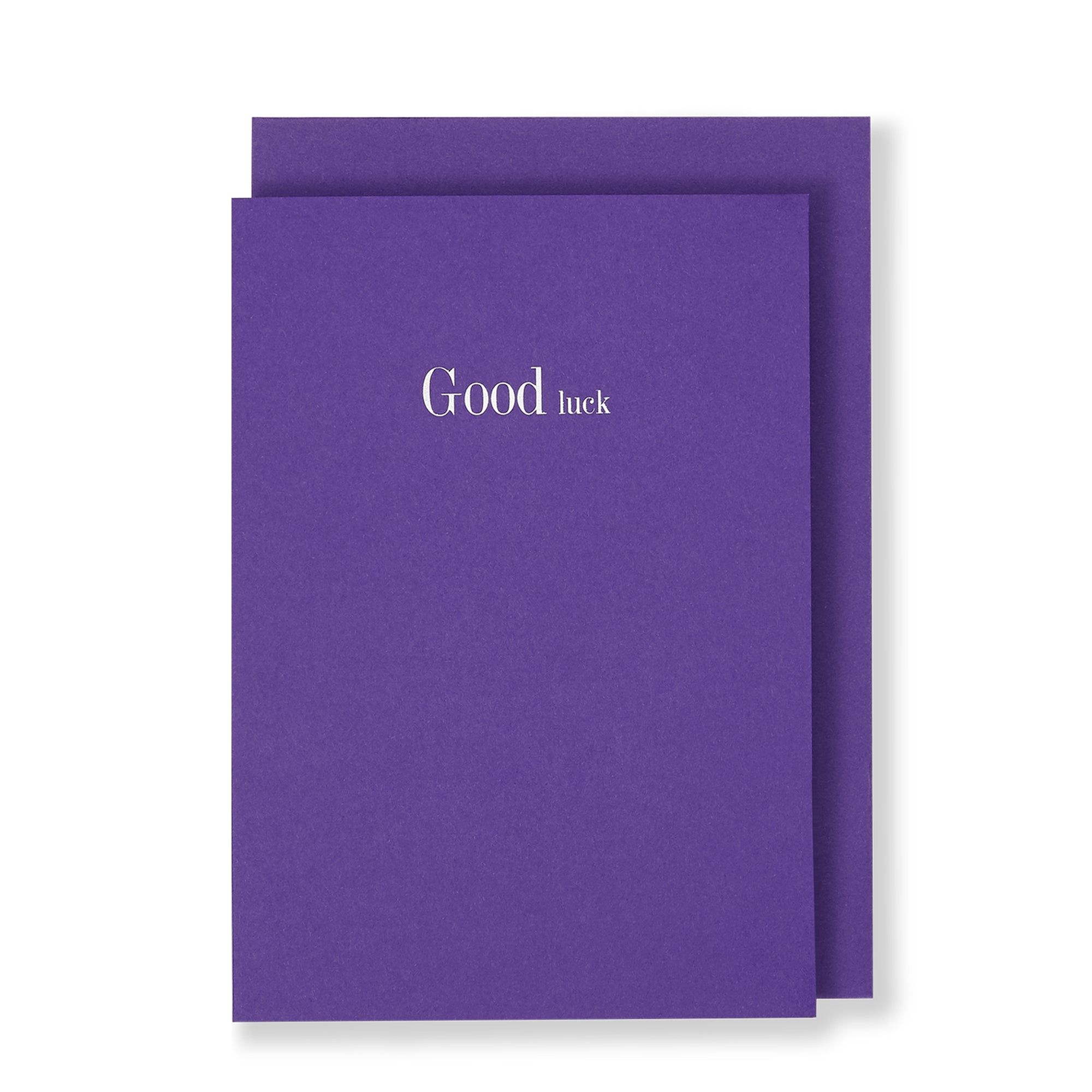 Good Luck Greeting Card in Warm Purple, Front