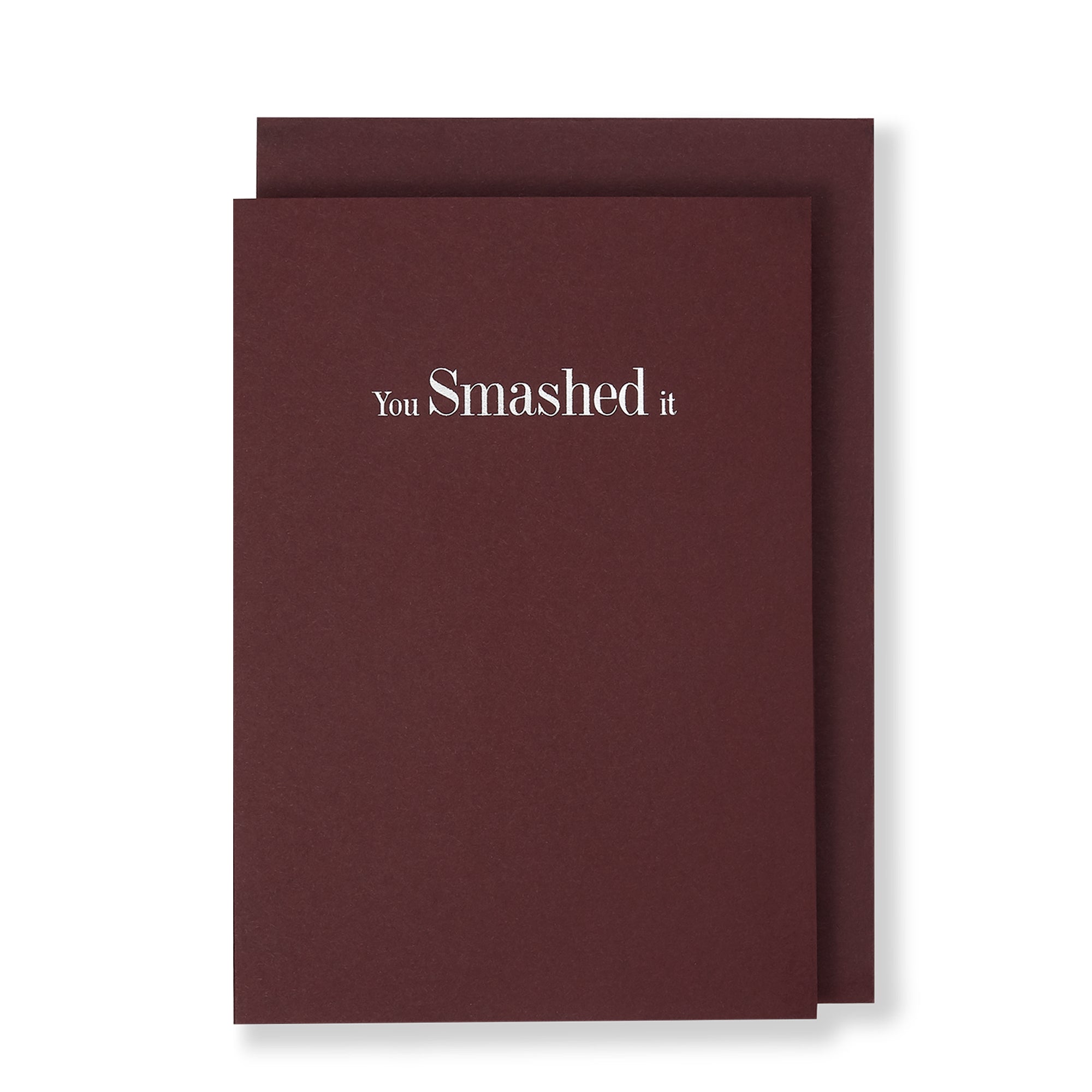 You Smashed It Greeting Card in Burgundy, Front