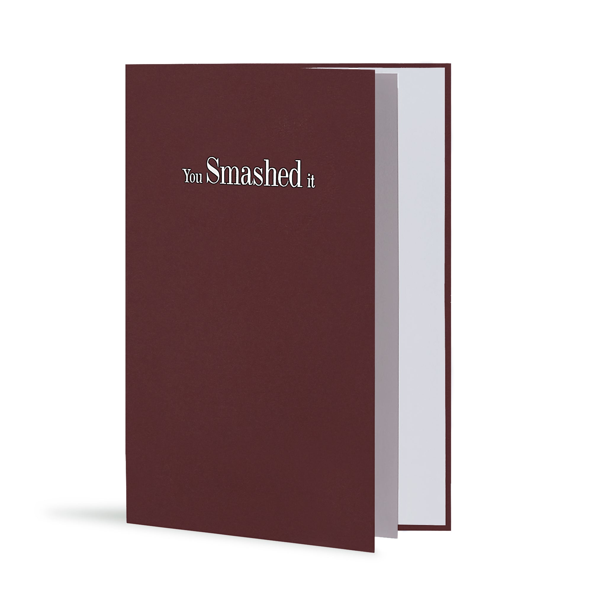 You Smashed It Greeting Card in Burgundy, Side