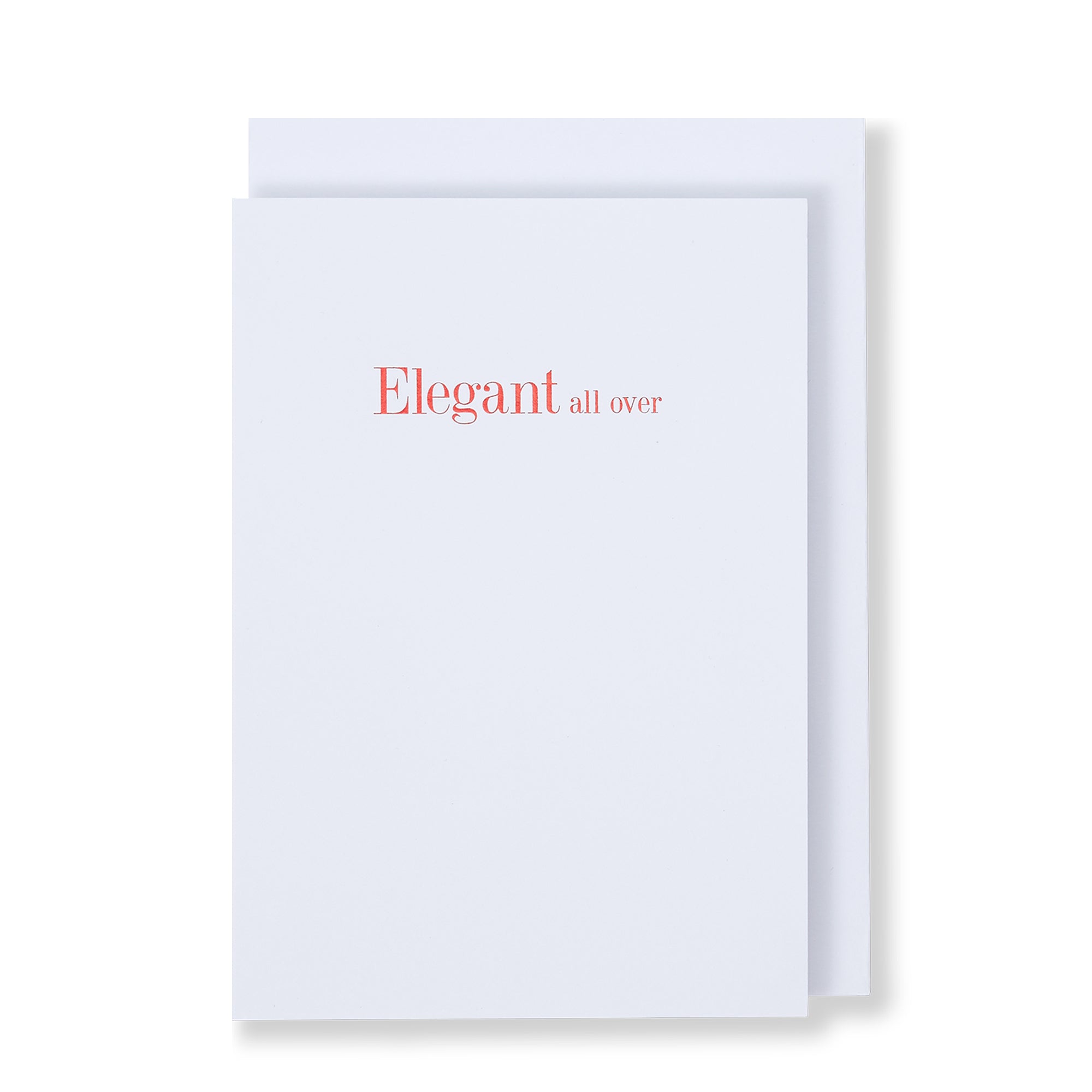 Elegant All Over Greeting Card in White, Front