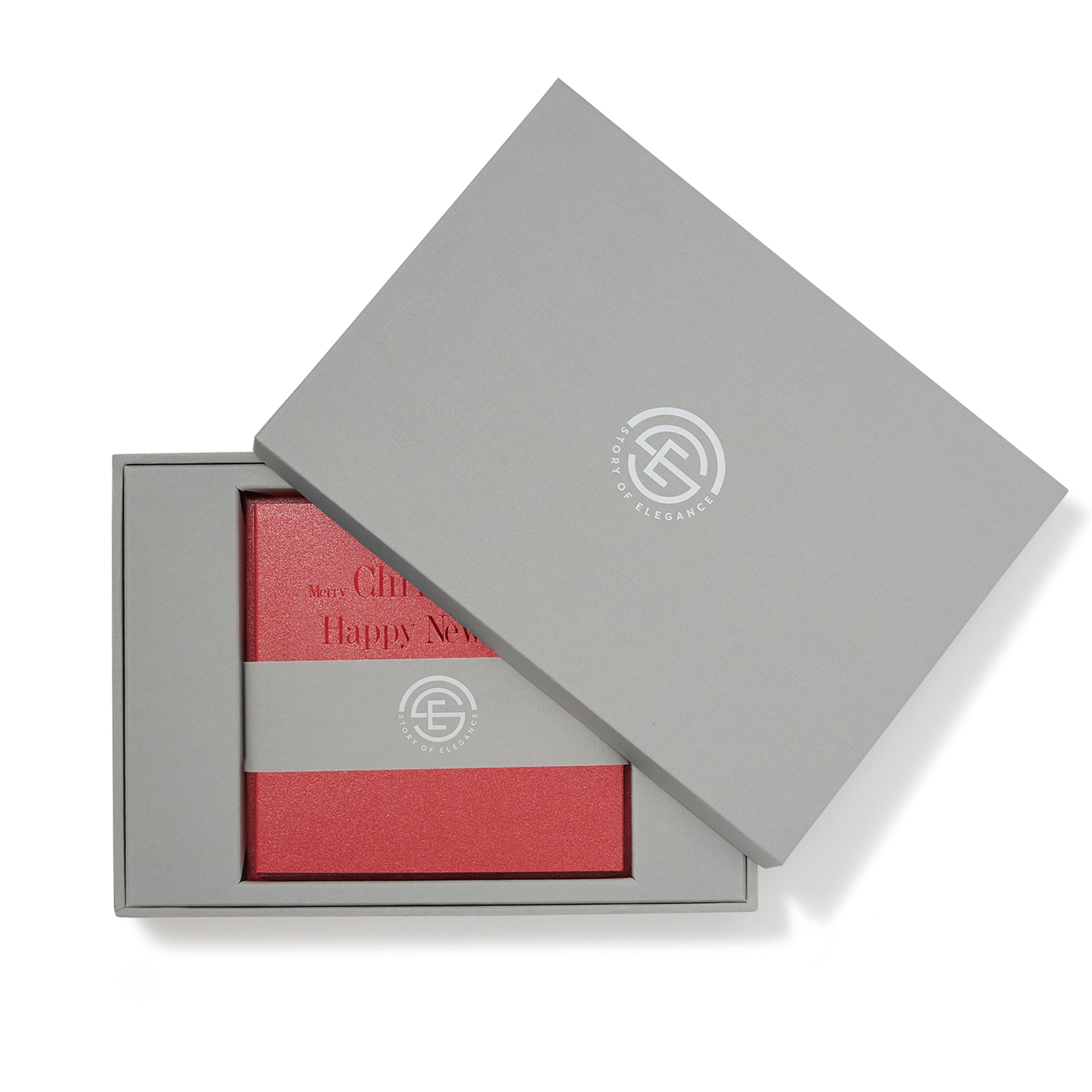 Christmas and New Year Red Foiled Mini Cards, in Luxury Box | Set of 6 | Story of Elegance